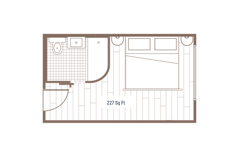 Floor plan for studio, 1 bath, 219 sqft